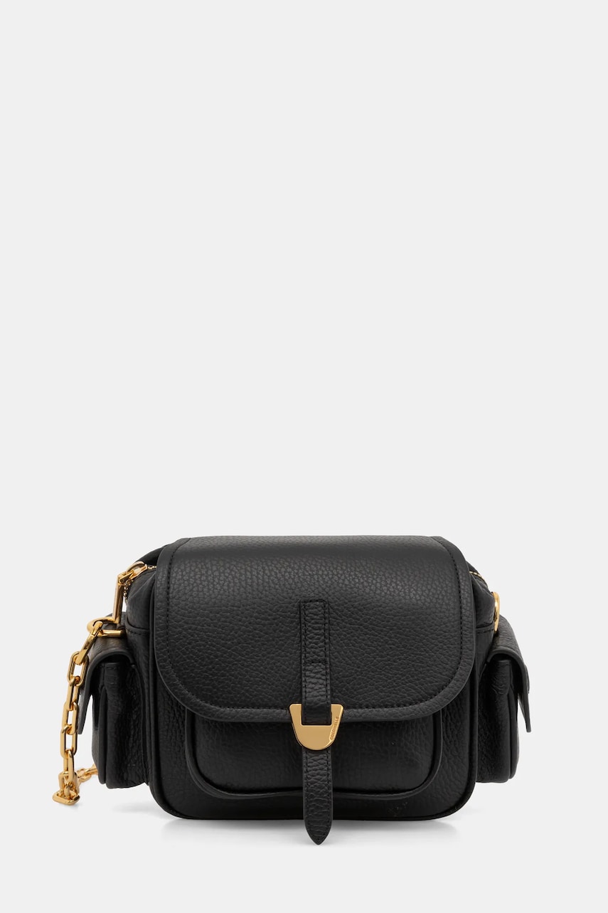 Coccinelle poseta de piele COCCINELLECAMPUS culoarea negru, E1 RFF 55 01 01