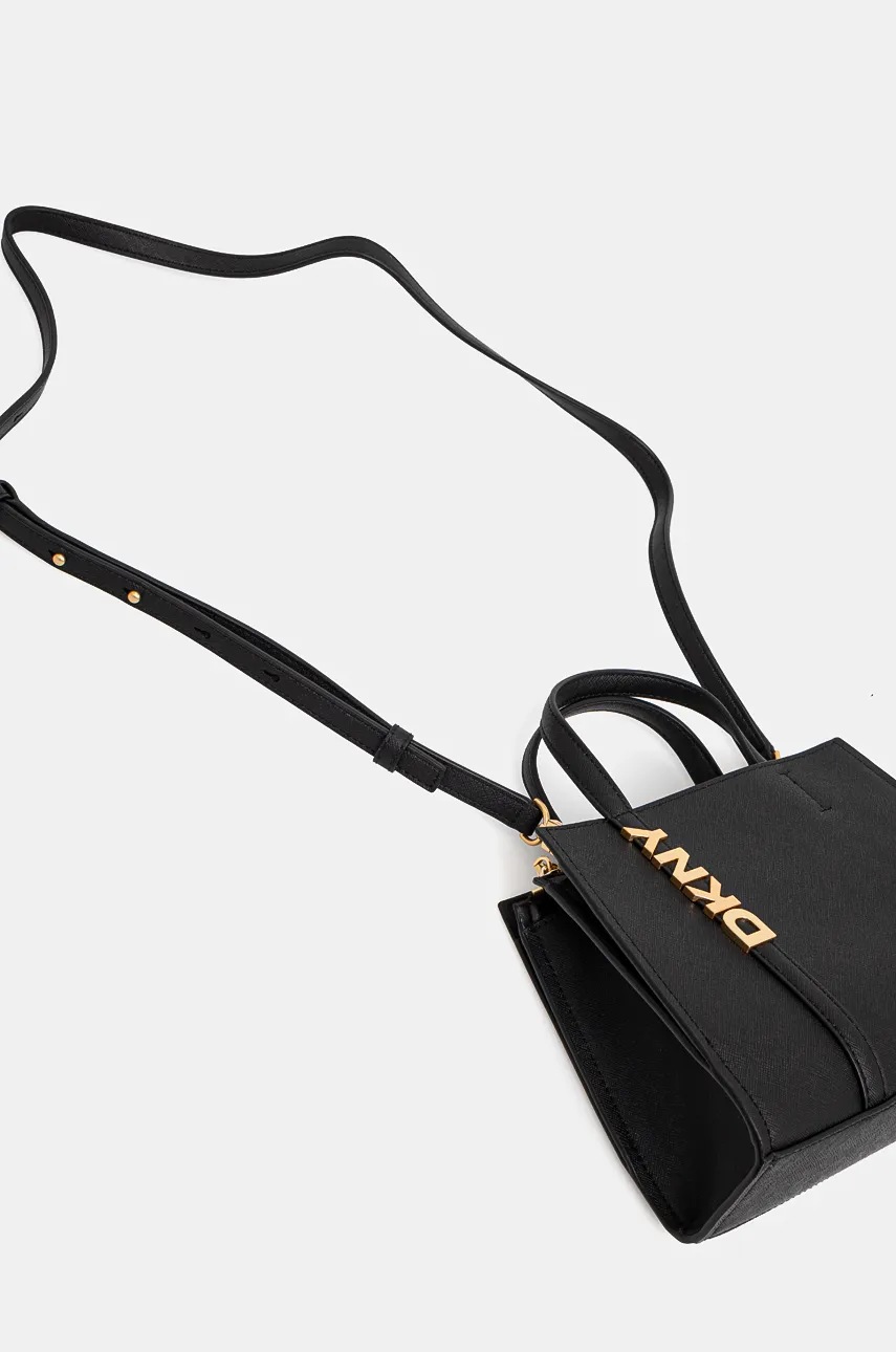 Δερμάτινη τσάντα Dkny χρώμα: μαύρο, R43EYG56 φωτογραφία