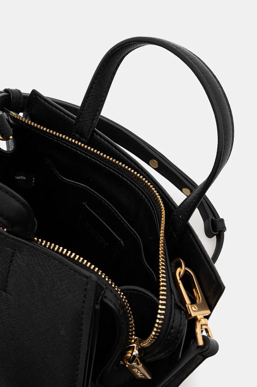 Δερμάτινη τσάντα Dkny χρώμα: μαύρο, R43EYG56 φωτογραφία