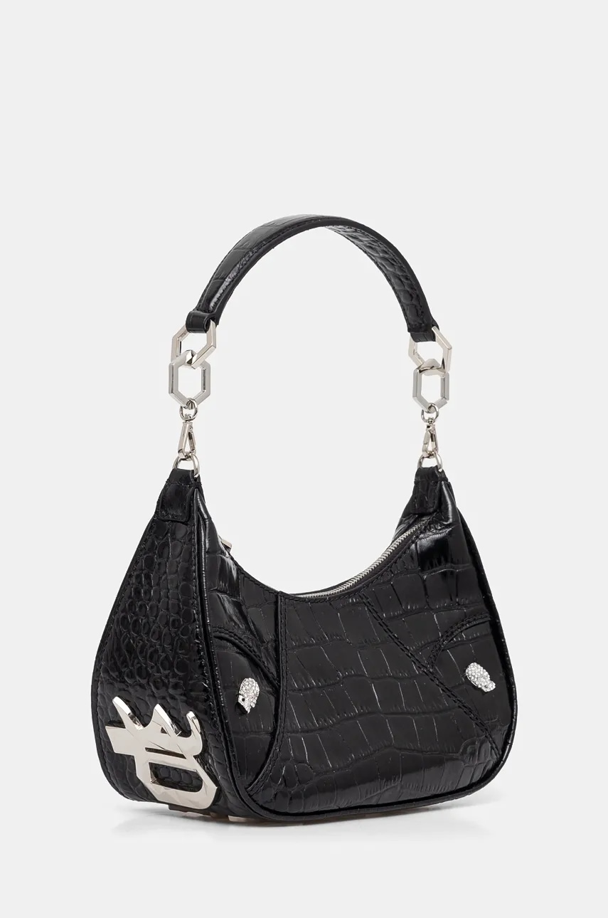Кожаная сумочка Philipp Plein цвет чёрный AADA WBA2034 PLE009N Кожаная сумочка Philipp Plein цвет чёрный AADA WBA2034 PLE009N