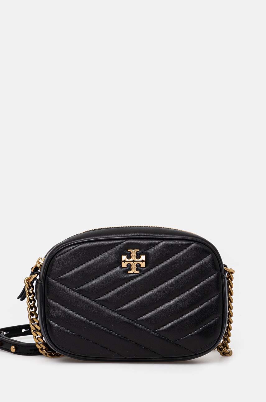 

Кожена чанта Tory Burch Kira Chevron в черно 152353, Черен