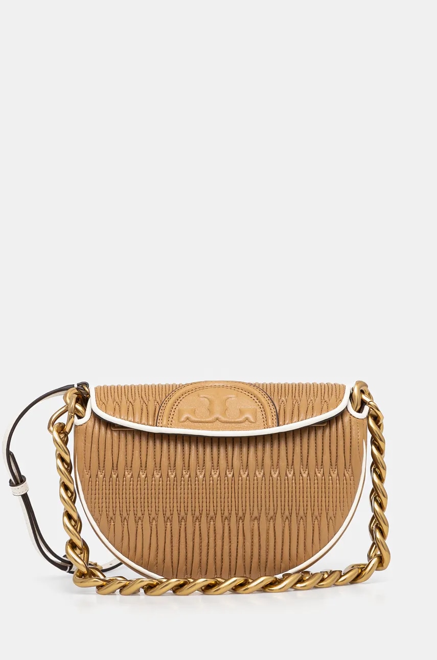 Tory Burch poseta de piele Fleming culoarea maro, 158474