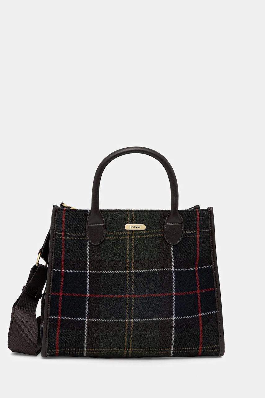 Barbour geantă de mână cu amestec de lână culoarea verde, LBA0423