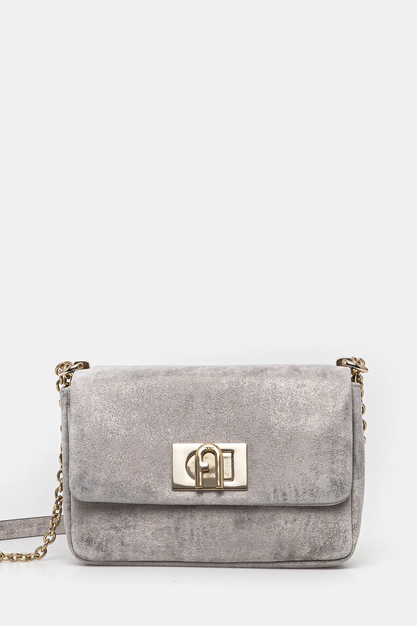 Furla geanta de mana din piele intoarsa culoarea gri, BAFKACO.BX3355.Y3000