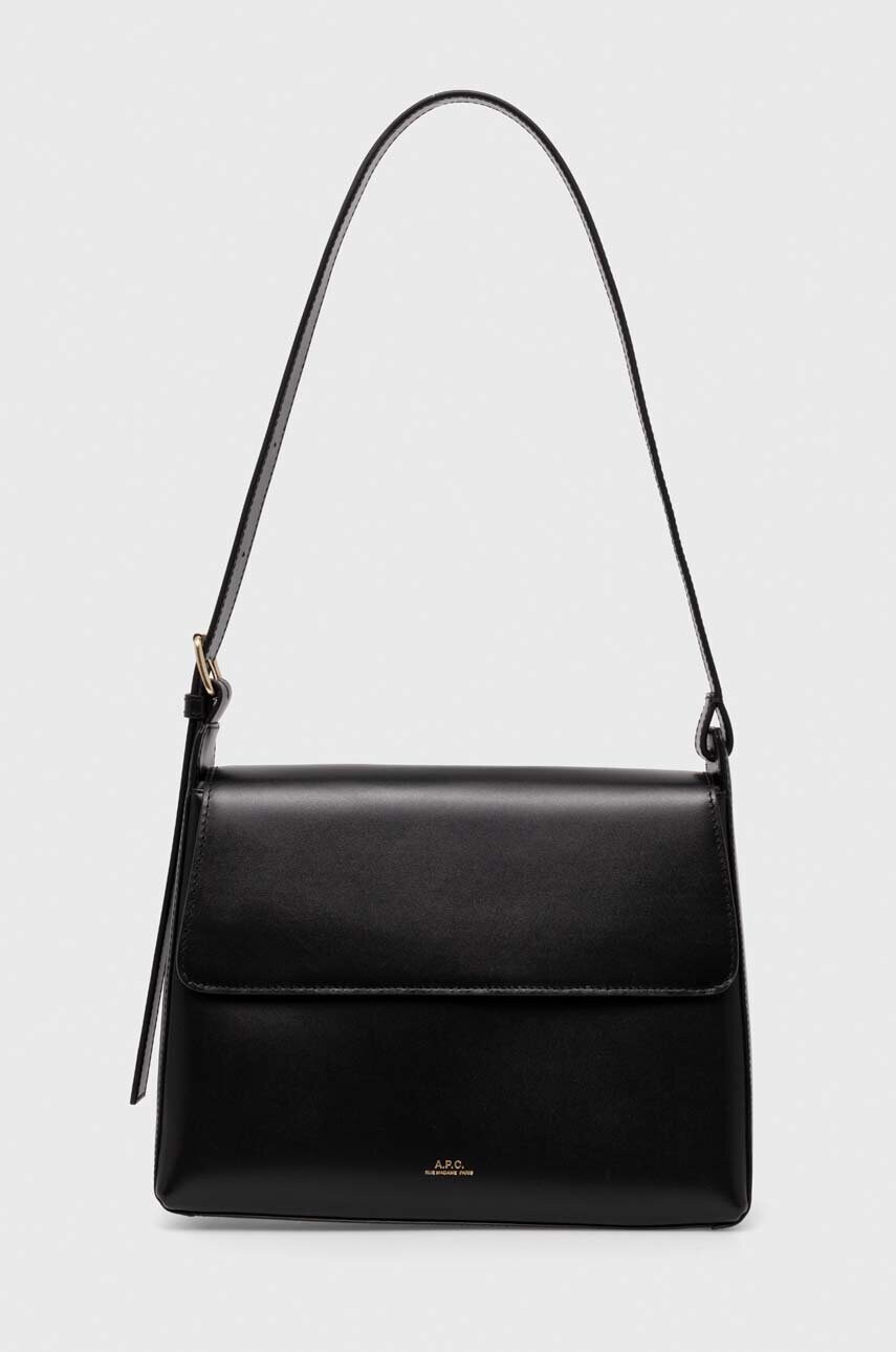 A.P.C. poseta de piele sac virginie flap culoarea negru, PXBRU.F61924