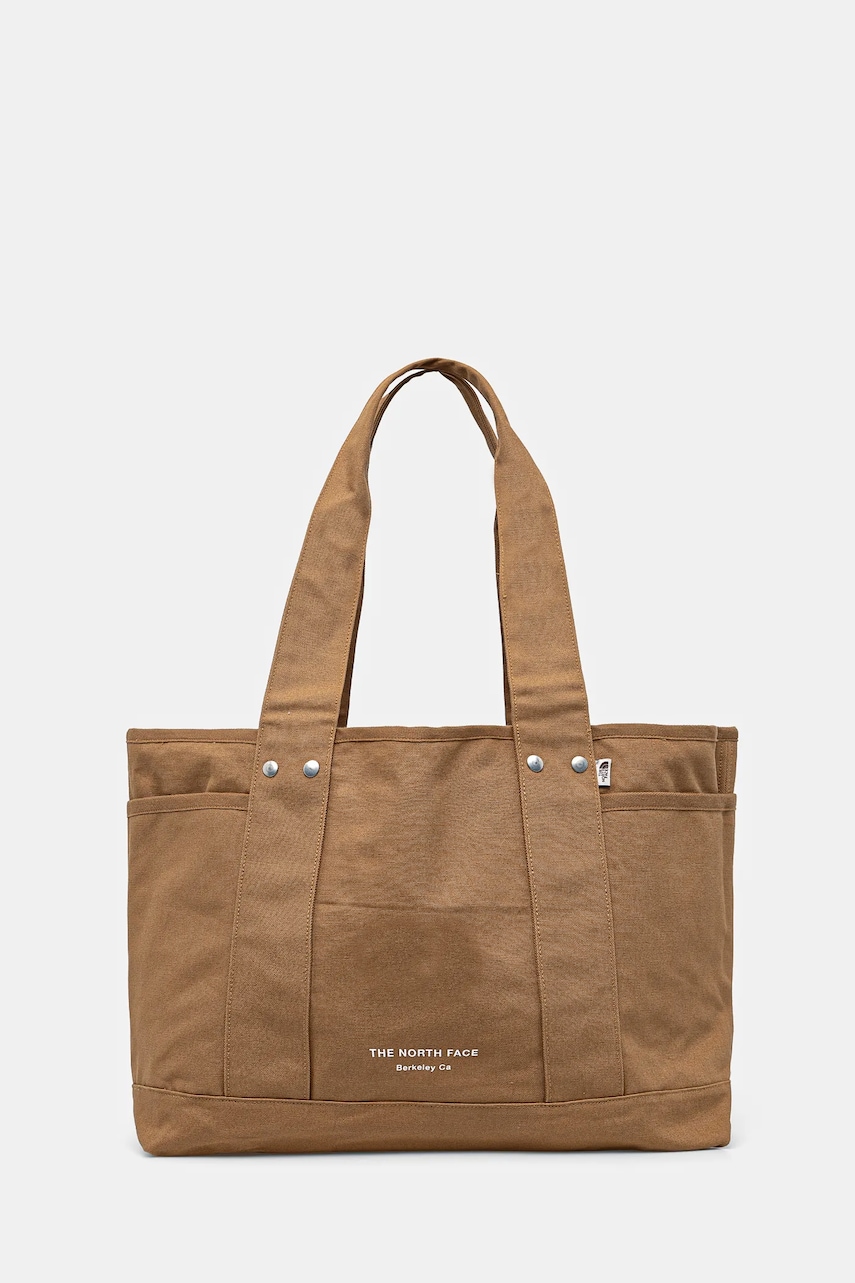 The North Face geanta de bumbac Circular Cotton Tote culoarea maro, NF0A88TN1731