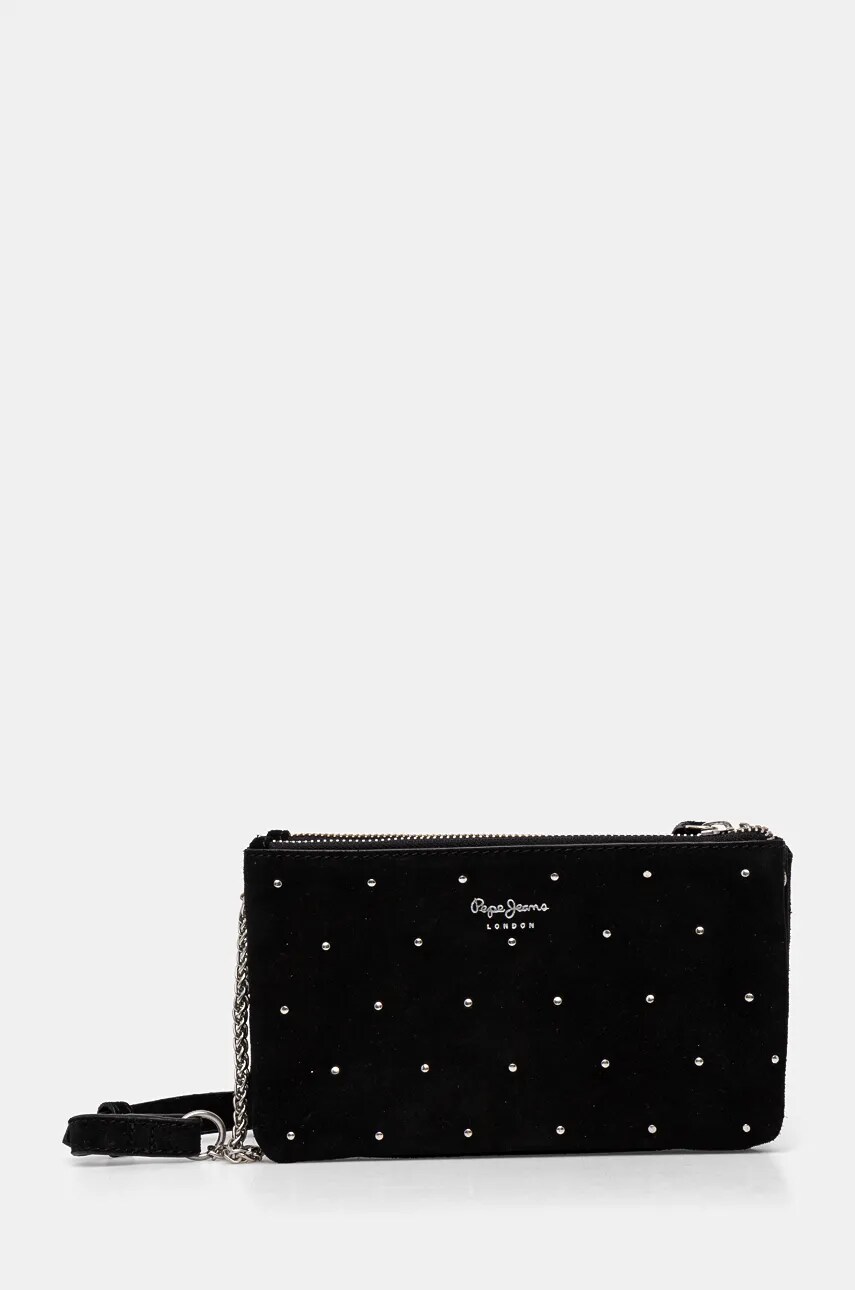 Pepe Jeans geanta de mana din piele intoarsa MASHA MAOS culoarea negru, PL031587