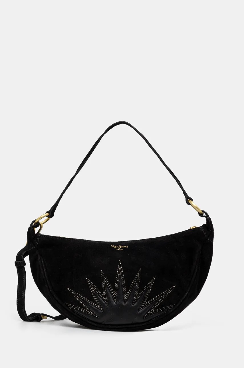 Pepe Jeans geanta de mana din piele intoarsa NADINE EDEN culoarea negru, PL031588