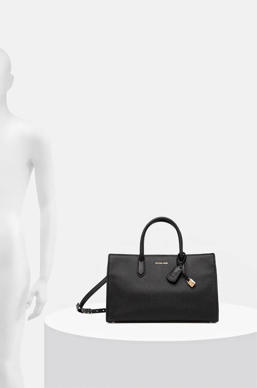 Δερμάτινη τσάντα MICHAEL Michael Kors χρώμα: μαύρο, 30F4GETS2L φωτογραφία