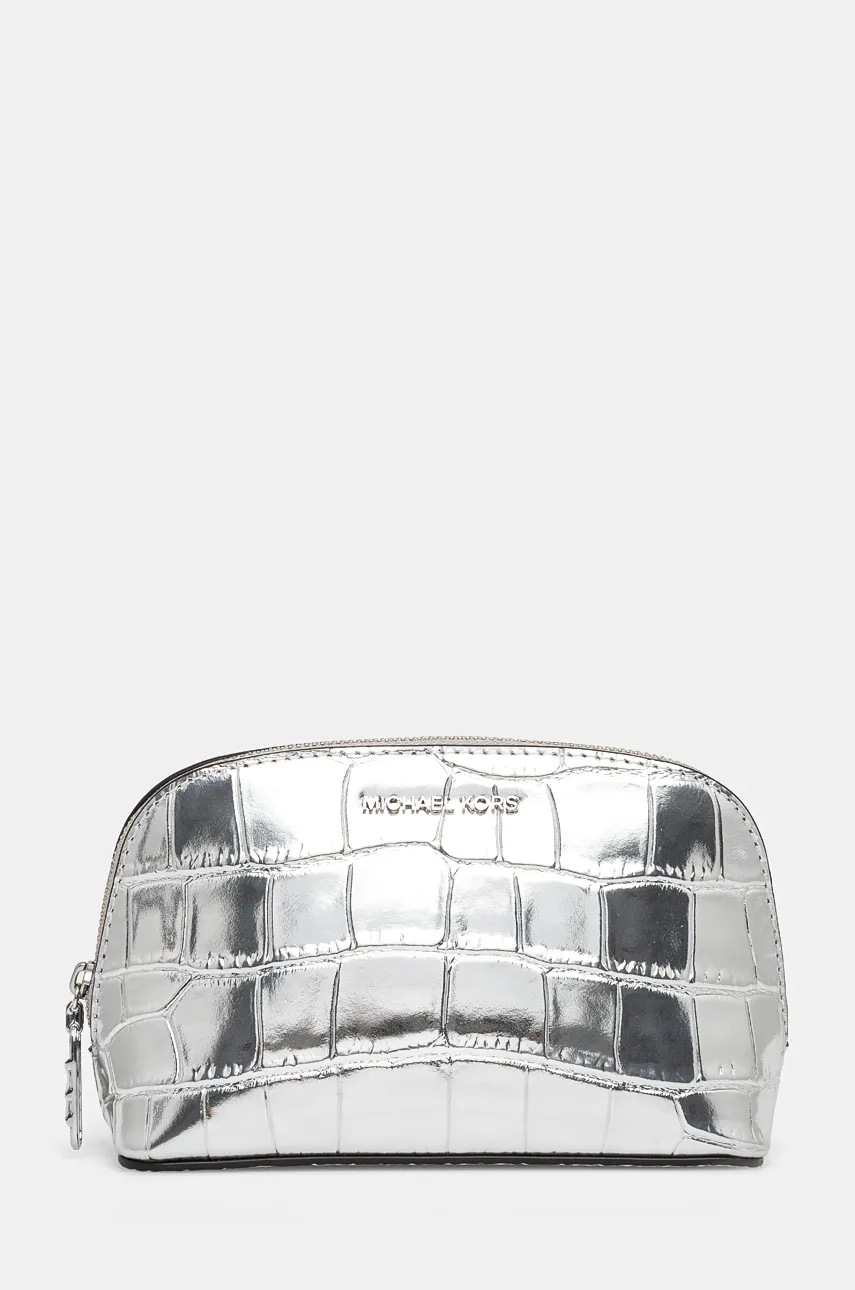 

Кожена козметична чанта MICHAEL Michael Kors в сребристо 32F4S8ET1K, Сребърен