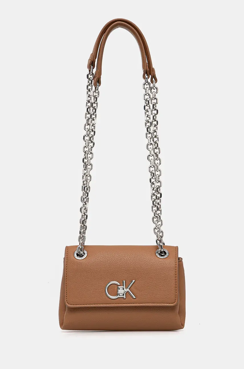 Kabelka Calvin Klein hnědá barva, K60K612546