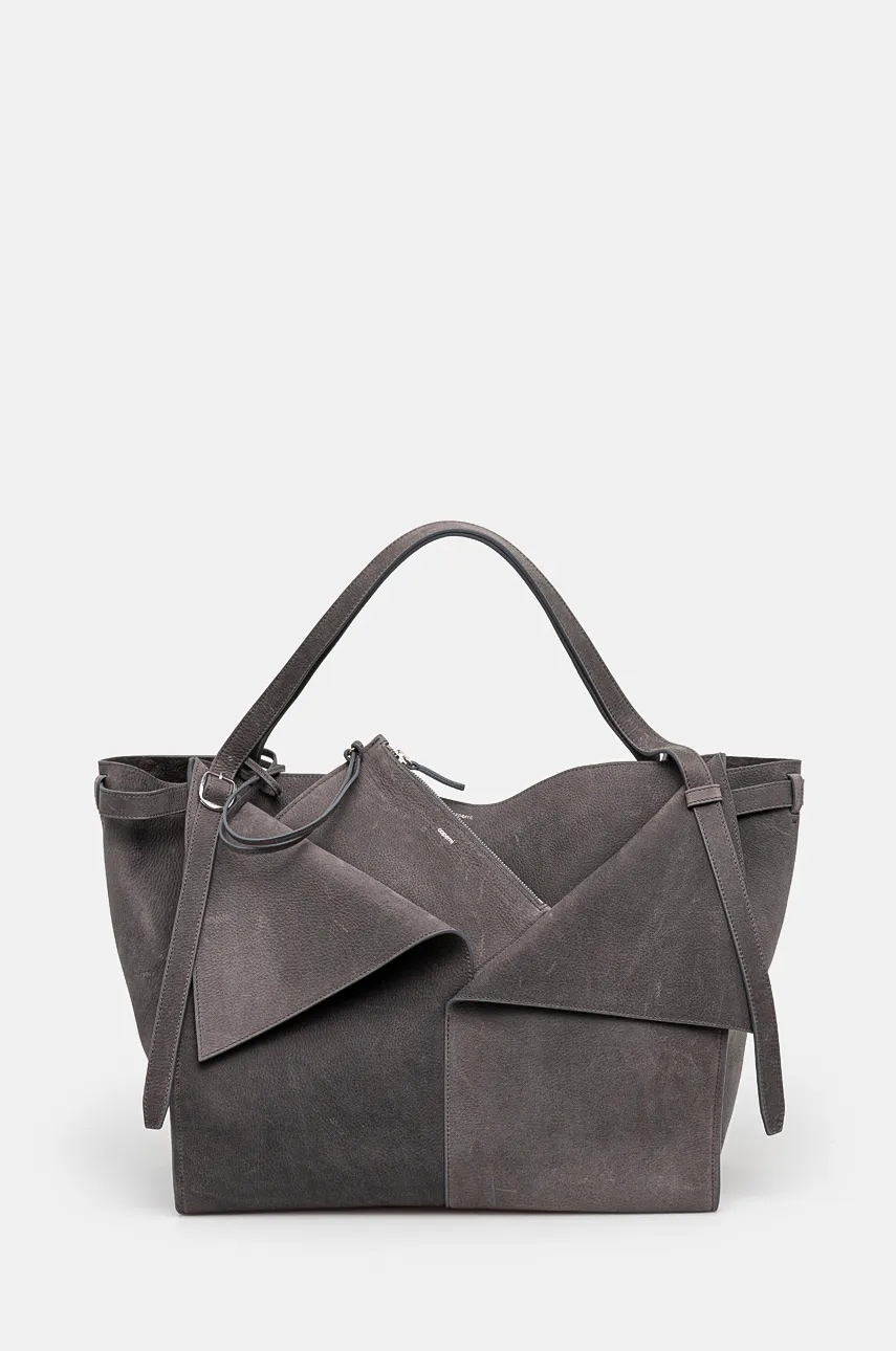 

Кожена чанта Coperni Belt Cabas Bag в сиво COPBA74F6001, Сив