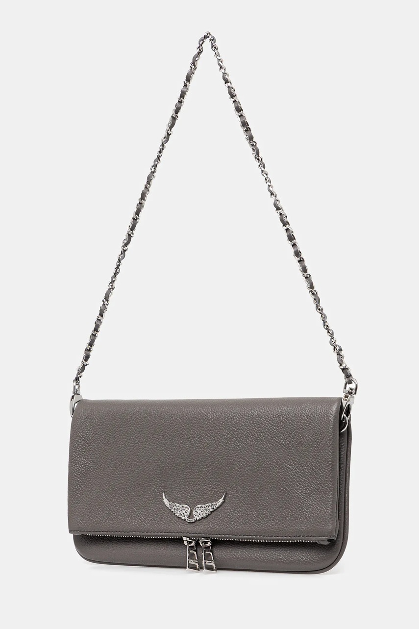 Кожаная сумочка ZADIG&VOLTAIRE цвет серый LWBA00001