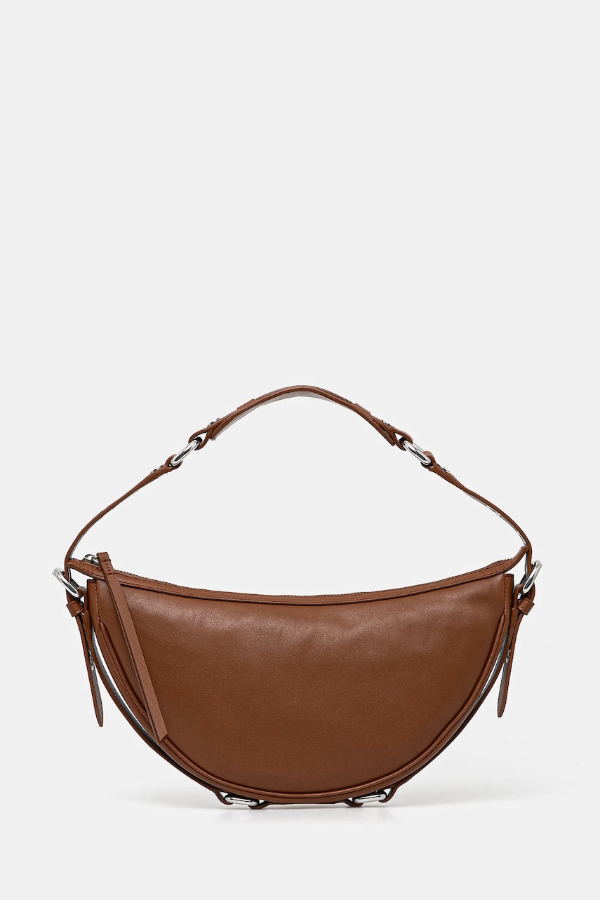 Kožená kabelka By Far Gib hnědá barva, MWBSB012CL013BR051PL