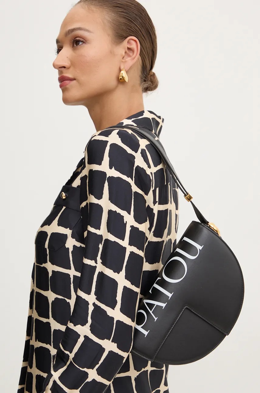 Δερμάτινη τσάντα Patou χρώμα: μαύρο, BA0015000 φωτογραφία