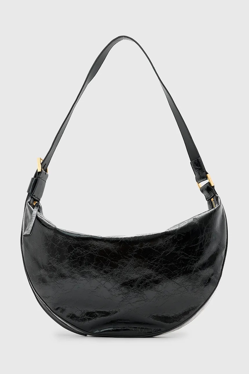 AllSaints bőr táska HALF MOON fekete, W020XZ akciós termékkép 1