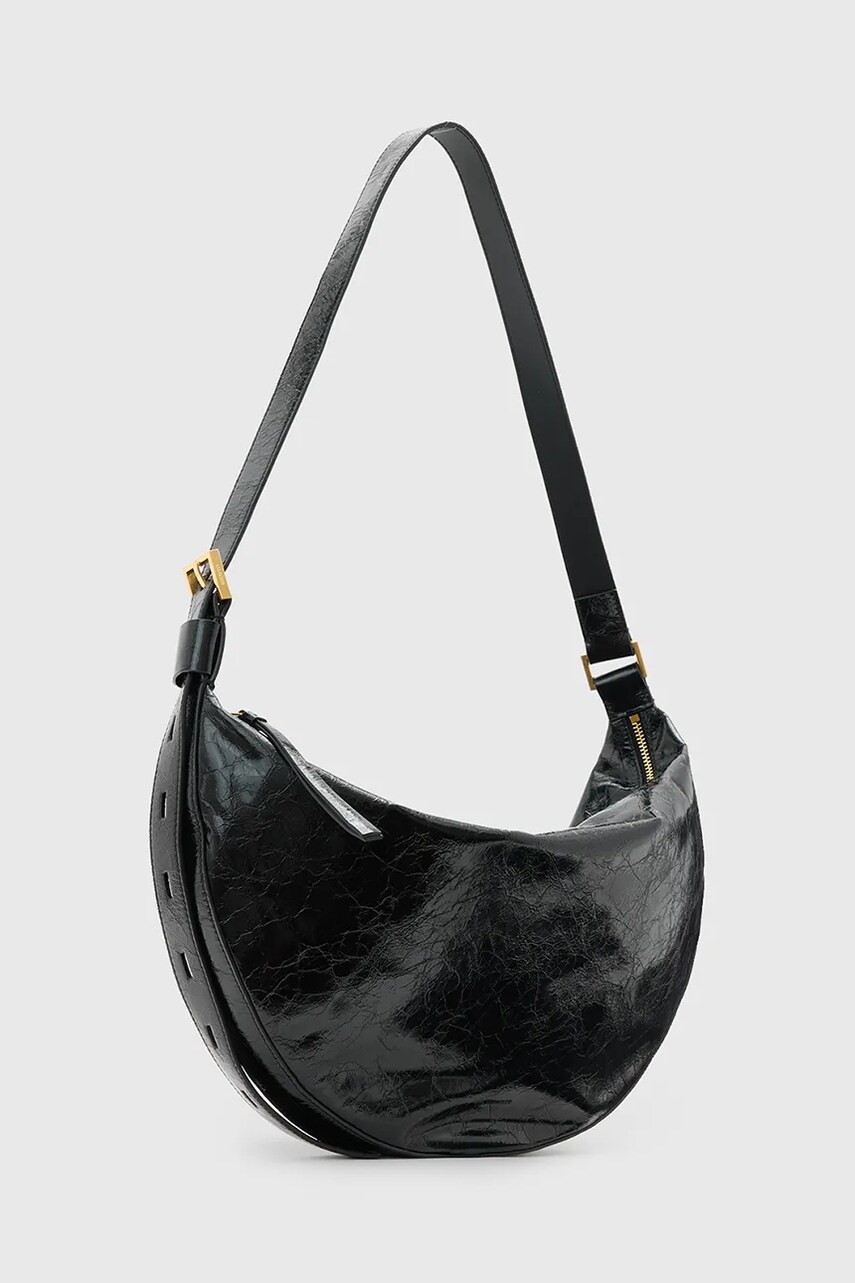 AllSaints bőr táska HALF MOON fekete, W020XZ termék 2. képe