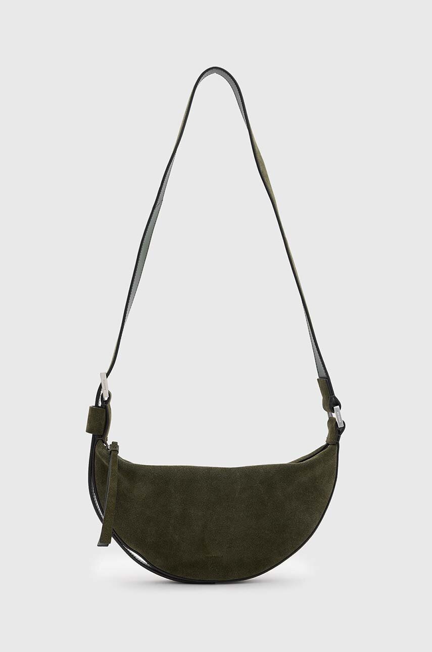 

Велурена чанта AllSaints HALF MOON в зелено W233XB, Зелен