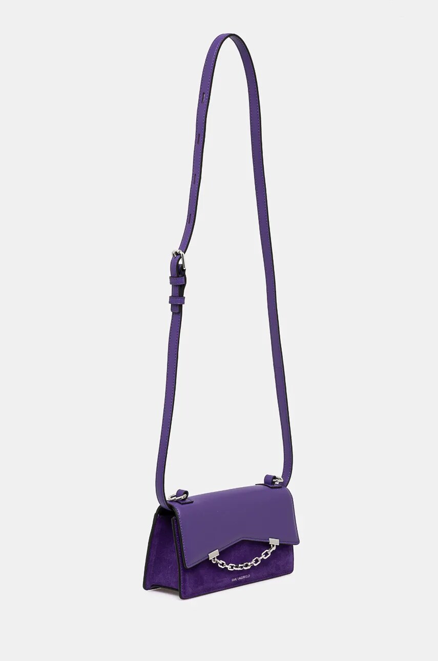 Кожаная сумочка Karl Lagerfeld цвет фиолетовый 246W3041 Кожаная сумочка Karl Lagerfeld цвет фиолетовый 246W3041