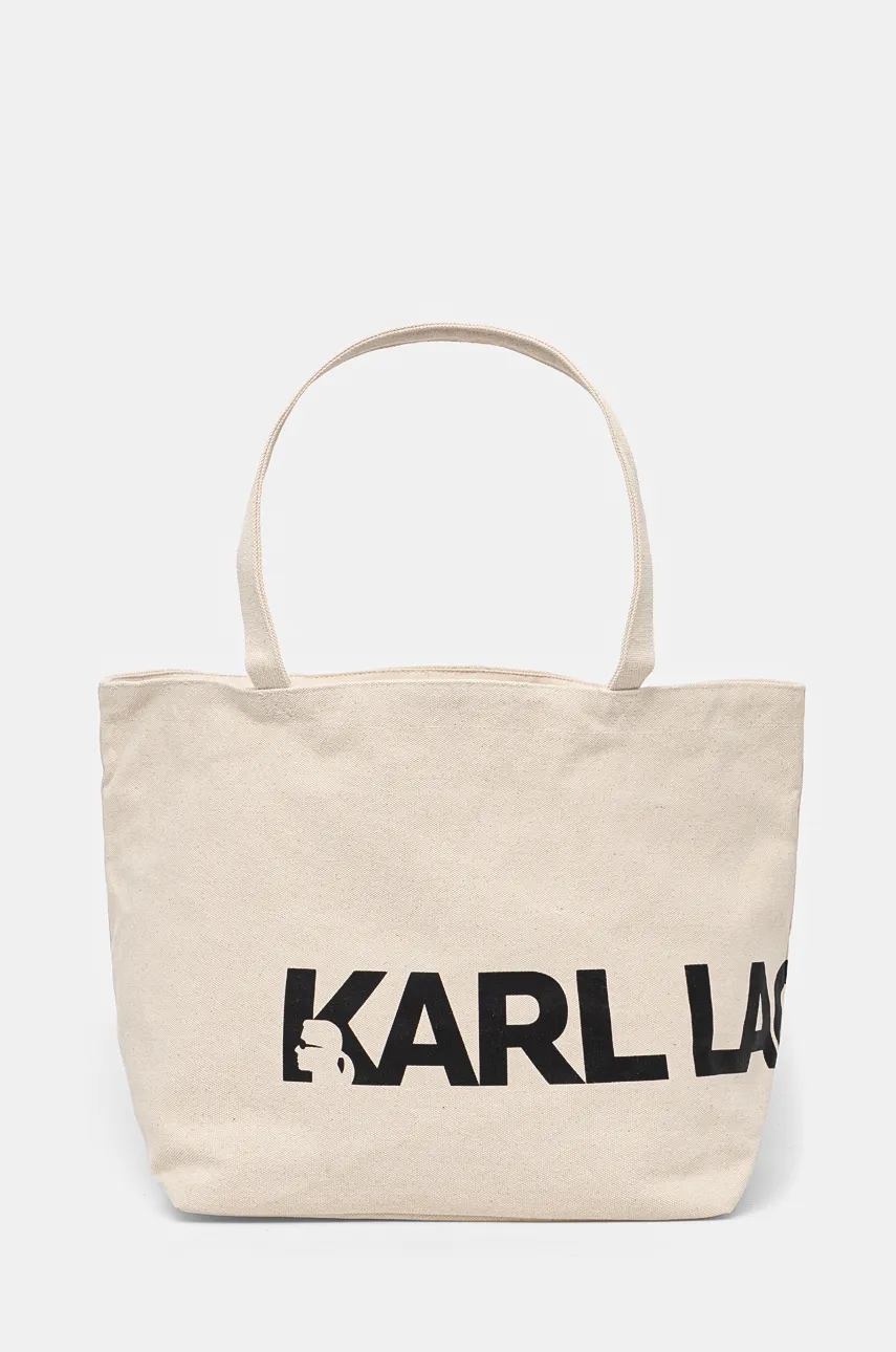 Karl Lagerfeld geanta de bumbac culoarea bej, 246W3886 Karl Lagerfeld geanta de bumbac culoarea bej, 246W3886