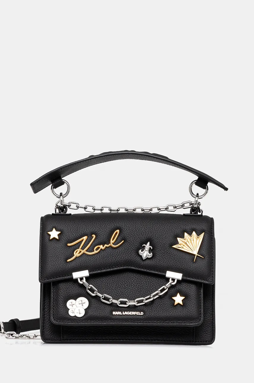 

Кожена чанта Karl Lagerfeld в черно 246W3002, Черен