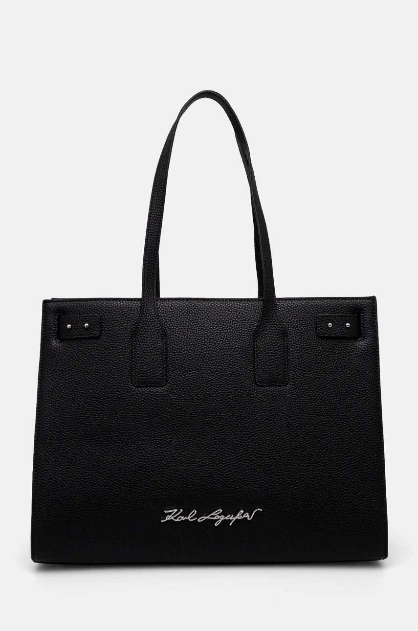 Karl Lagerfeld poseta de piele culoarea negru, 24WW3007