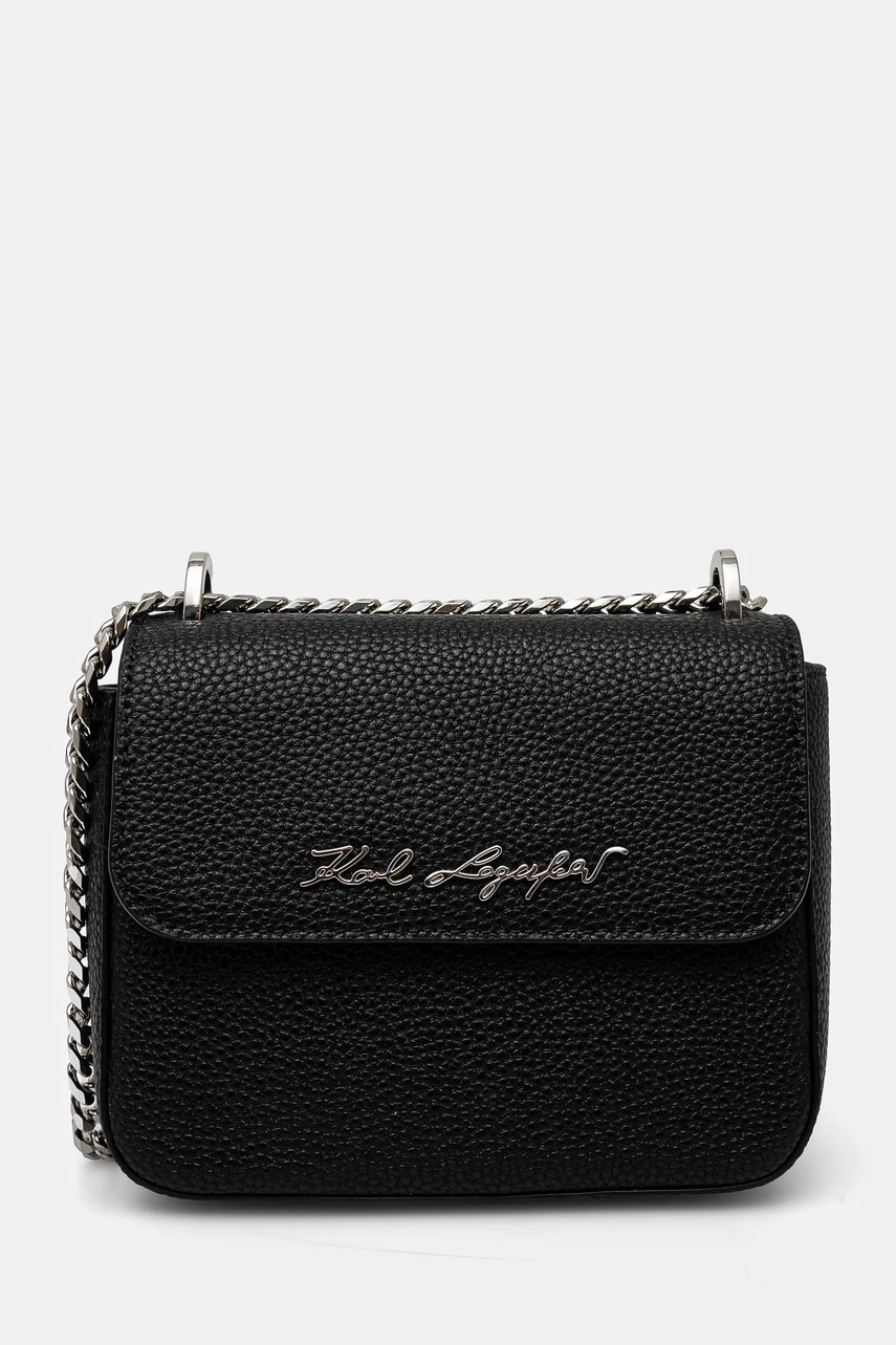 Karl Lagerfeld poseta de piele culoarea negru, 24WW3051