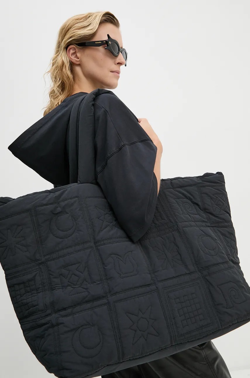 Τσάντα Nanushka SOFT TOTE χρώμα: μαύρο, NU24FWBT12451 φωτογραφία