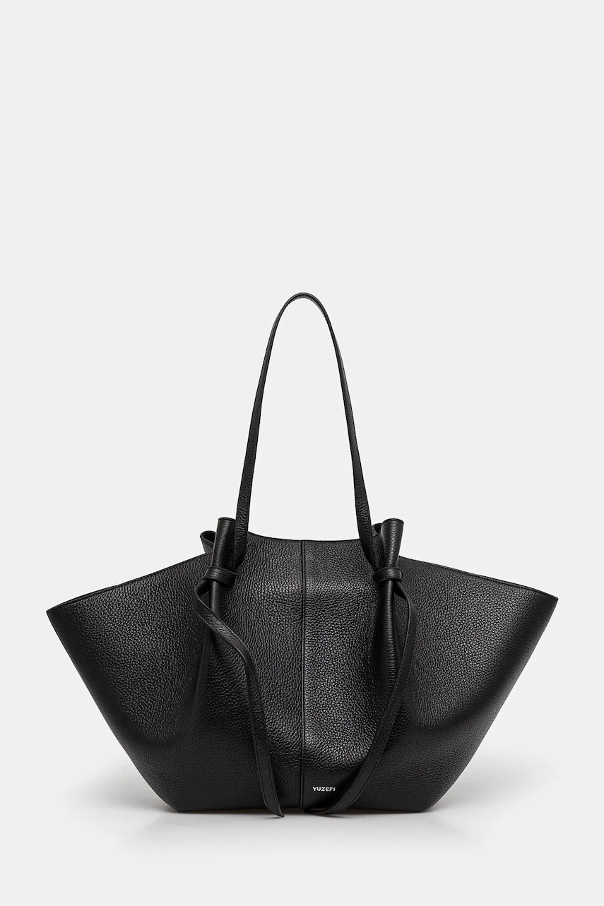 Yuzefi geanta de piele LARGE MOCHI culoarea negru, YUZCO-HB-LM-L034
