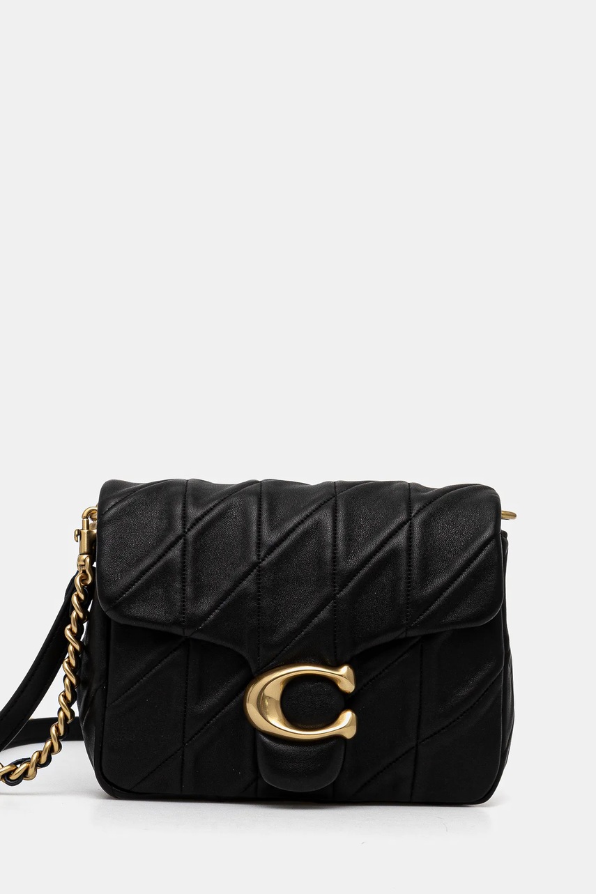 

Кожена чанта Coach square tabby в черно CW629, Черен