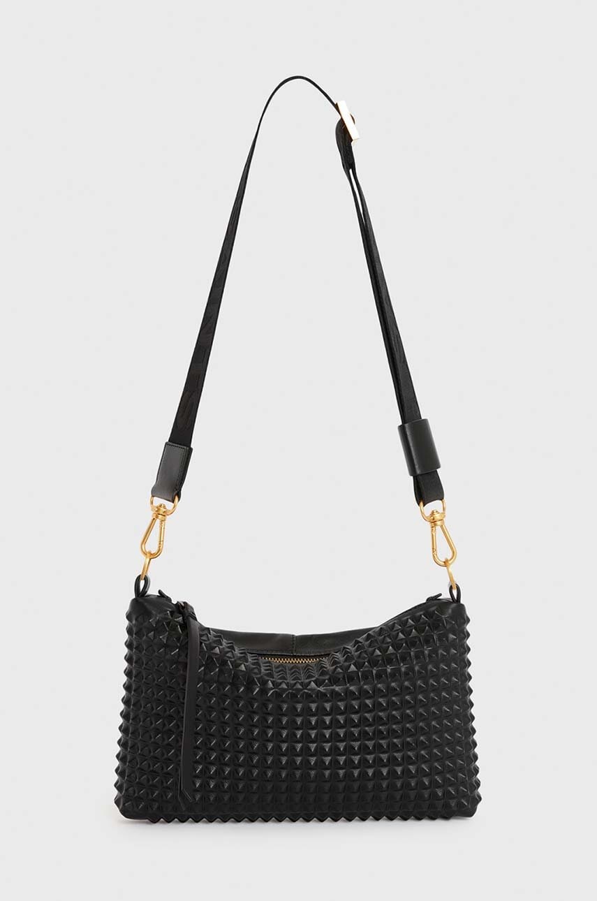 AllSaints poseta de piele EVE STUD CROSSBODY culoarea negru, W027XZ AllSaints poseta de piele EVE STUD CROSSBODY culoarea negru, W027XZ