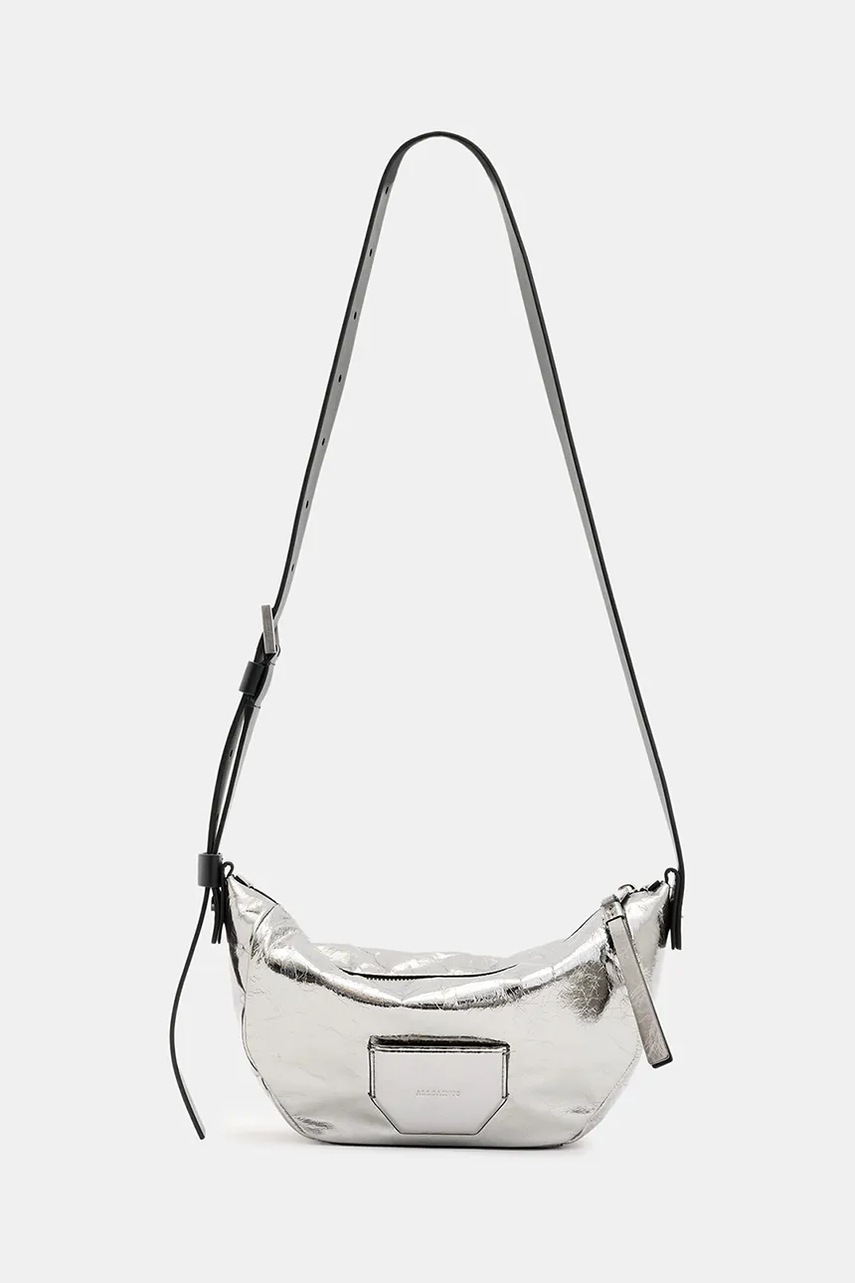 

Кожена чанта AllSaints MADEA CROSSBODY в сребристо W231XB, Сребърен
