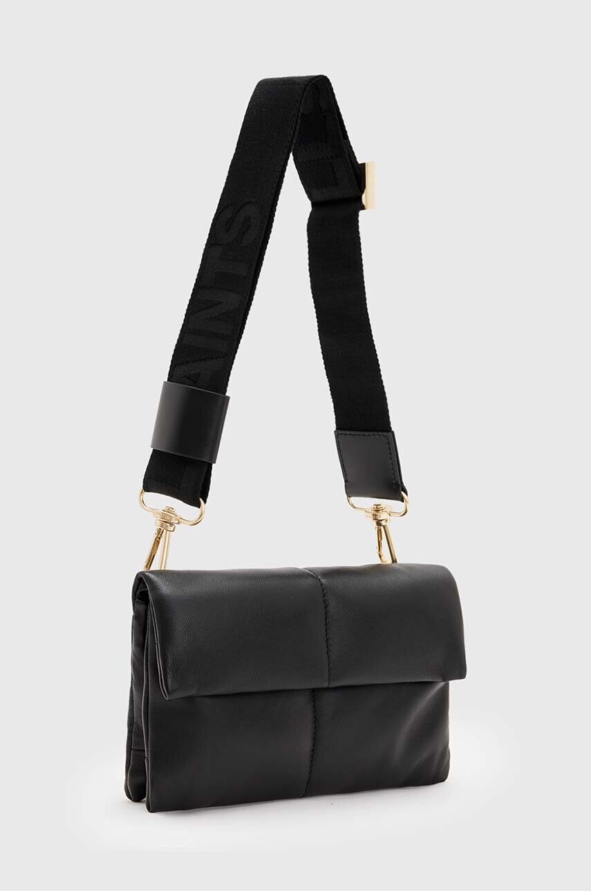 AllSaints poseta de piele EZRA QUILT CROSSBODY culoarea negru, W305XB