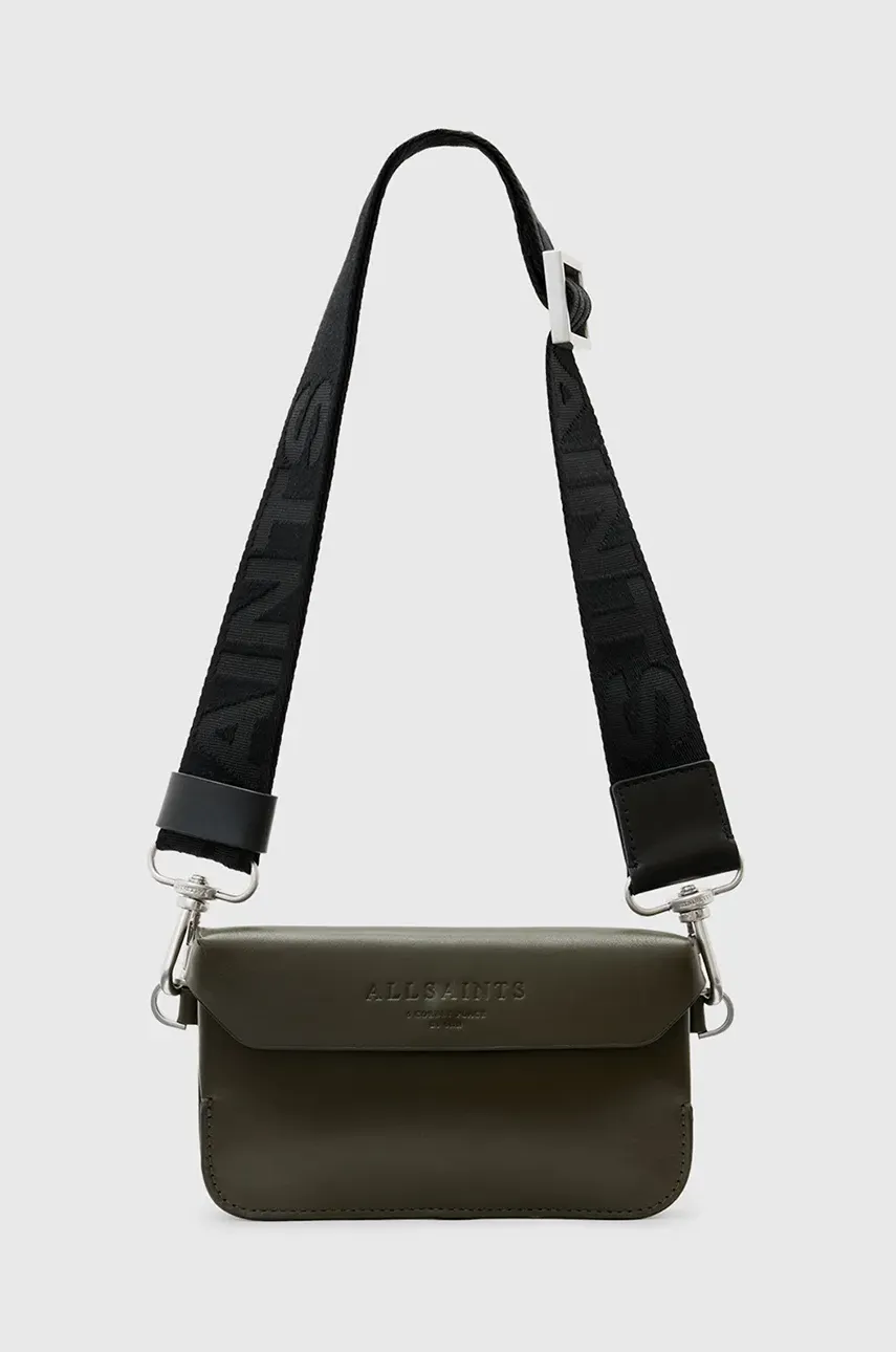 AllSaints poseta de piele ZOE CROSSBODY culoarea verde, W312XB