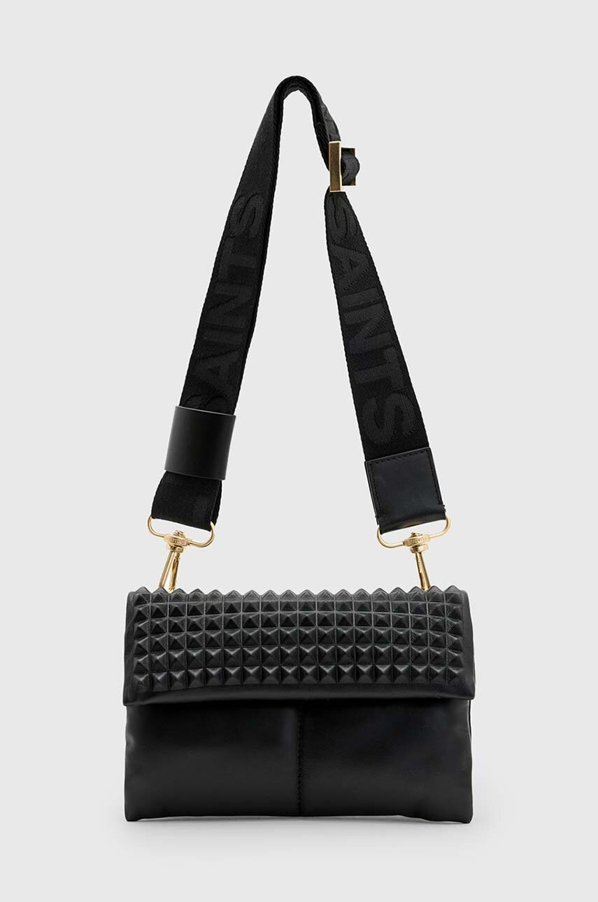 AllSaints poseta de piele EZRA STUD CROSSBODY culoarea negru, W354XB AllSaints poseta de piele EZRA STUD CROSSBODY culoarea negru, W354XB