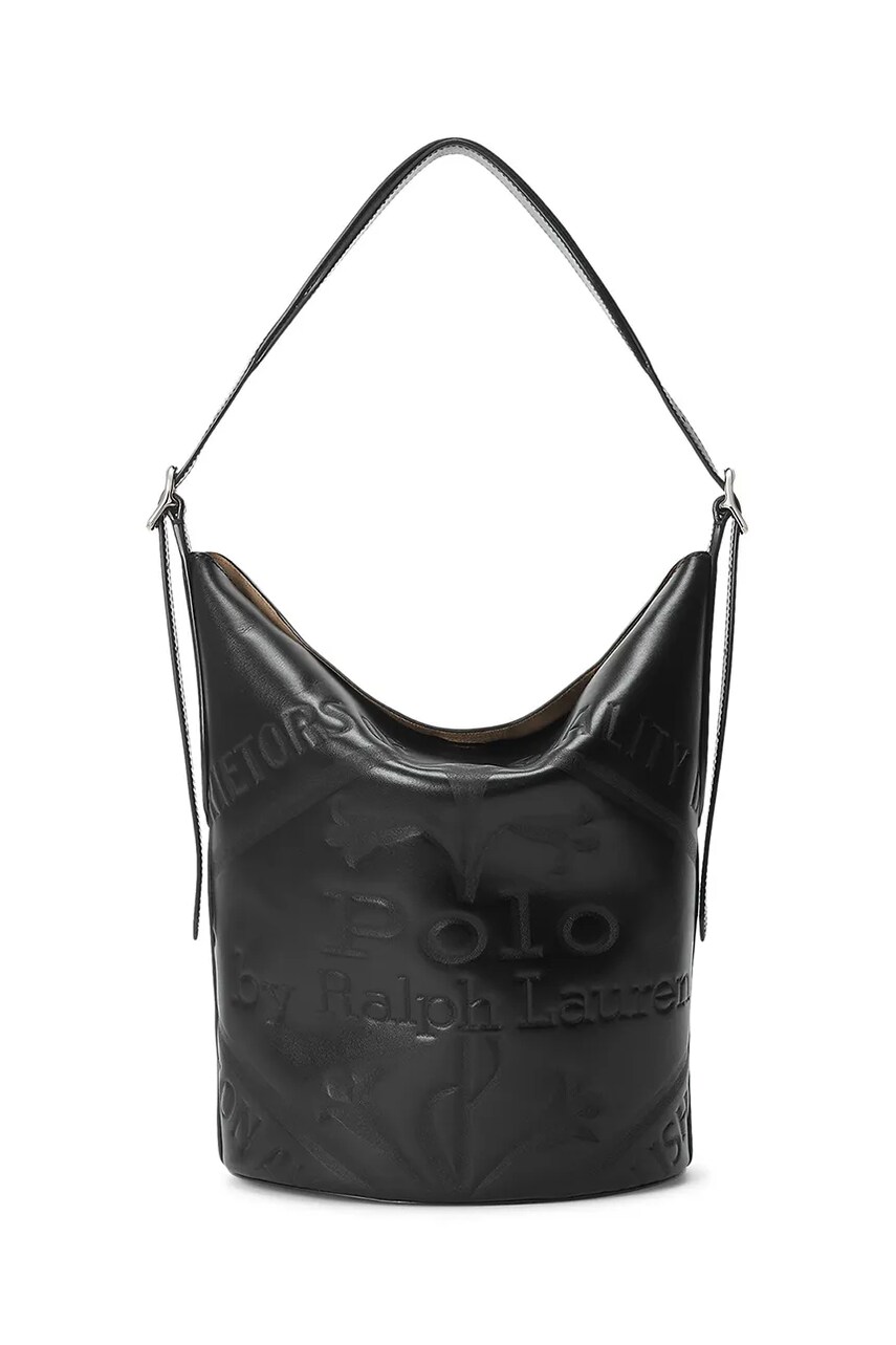Levně Kožená kabelka Polo Ralph Lauren černá barva, 428942241