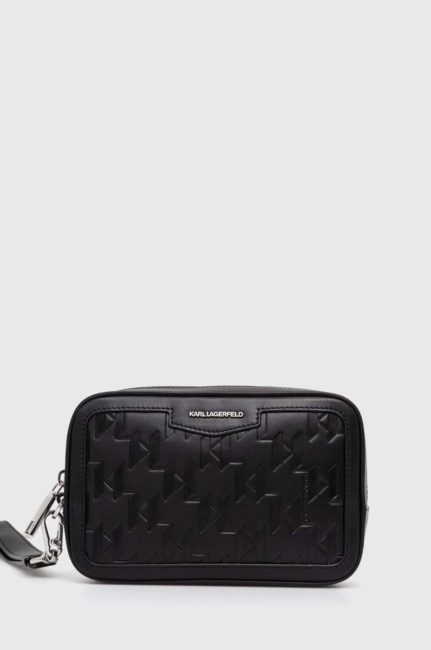

Кожена чанта през рамо Karl Lagerfeld в черно 245M3204, Черен