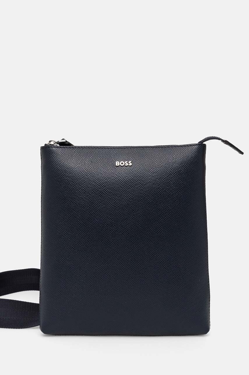 BOSS borseta de piele culoarea albastru marin, 50523248
