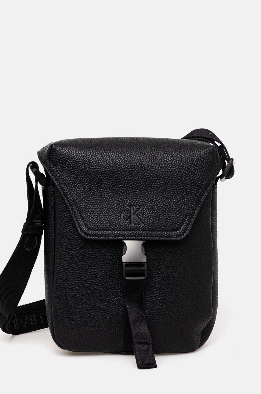 Levně Ledvinka Calvin Klein Jeans černá barva, K50K512565