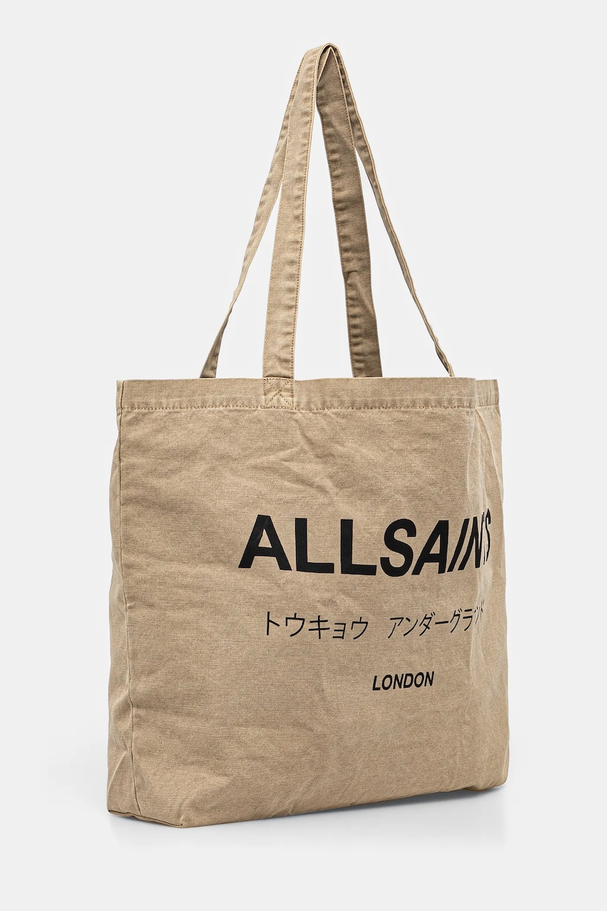 Хлопковая сумка AllSaints цвет бежевый M249XB Хлопковая сумка AllSaints цвет бежевый M249XB