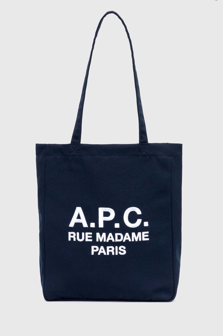 A.P.C. geanta tote lou rue madame culoarea albastru marin, PSAJS.M61937