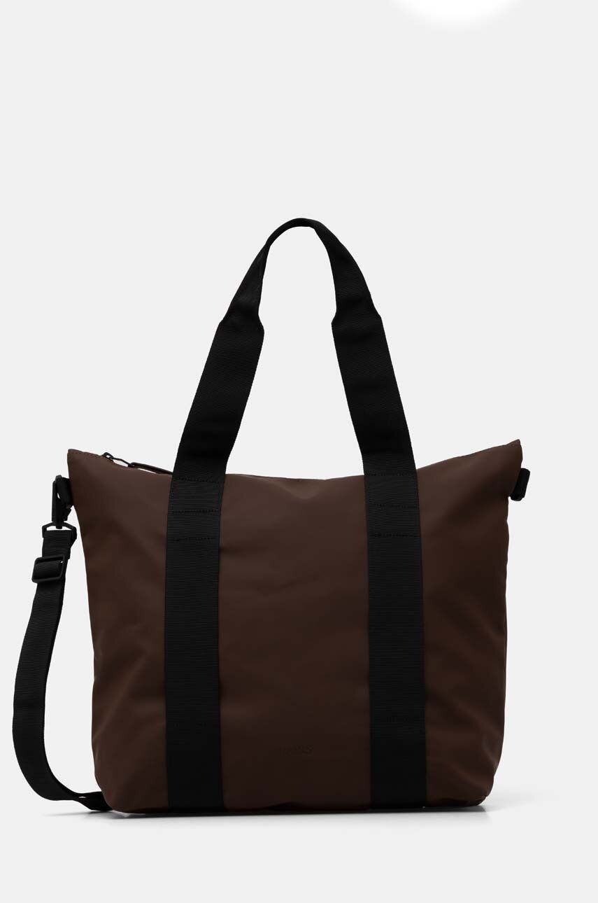 Rains geanta Tote Bag Mini W3 culoarea maro, 14160-23
