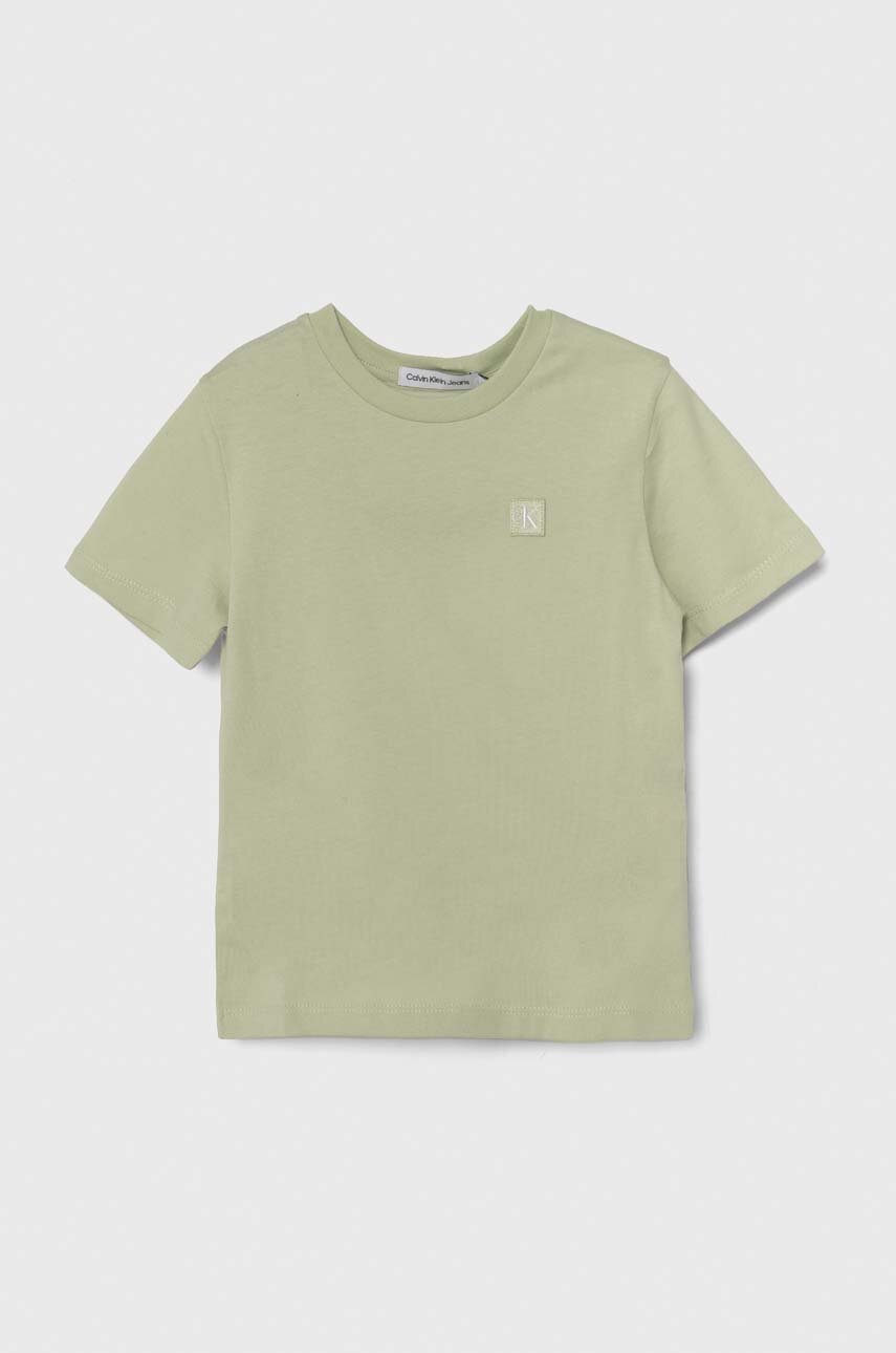 

Детска памучна тениска Calvin Klein Jeans в жълто с изчистен дизайн IU0IU00543, Зелен