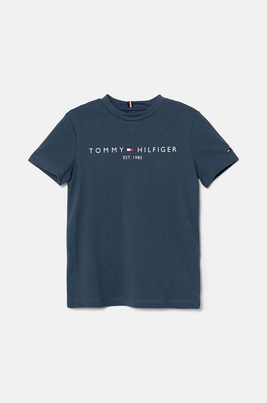 

Детска памучна тениска Tommy Hilfiger в синьо с принт KS0KS00397, Син