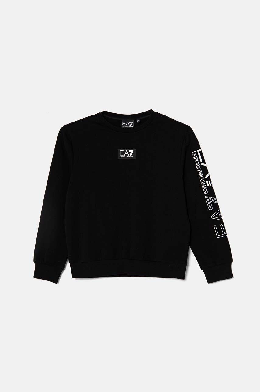 

Детски памучен суичър EA7 Emporio Armani в черно с принт 6DBM66 BJ05Z, Черен