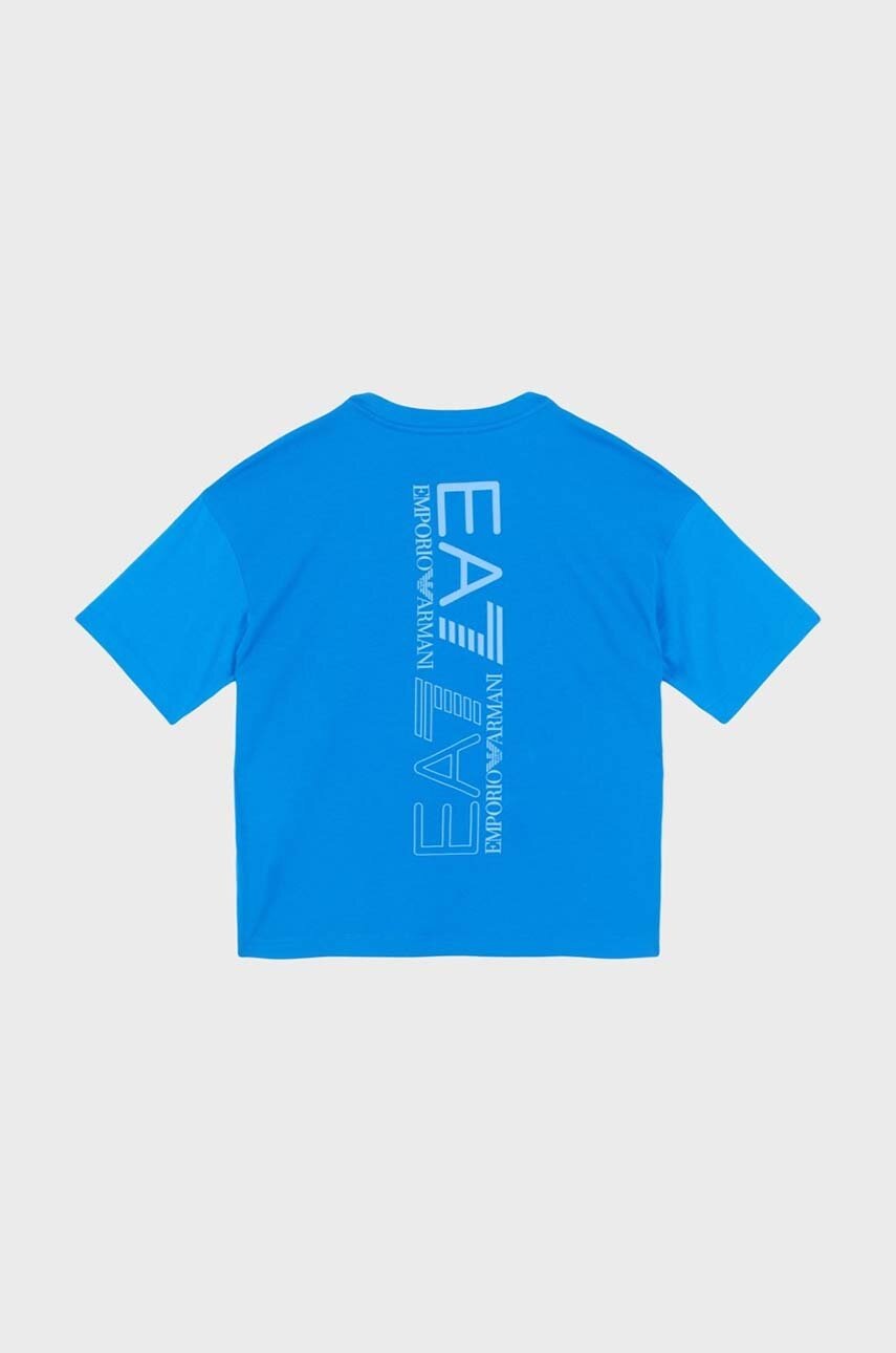 Детская хлопковая футболка EA7 Emporio Armani с принтом 6DBT58 BJ02Z