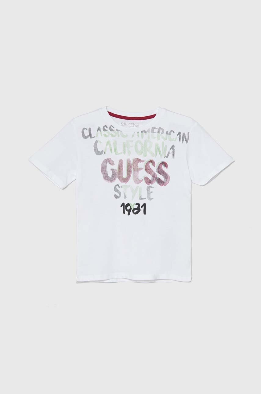 

Памучна тениска Guess в бяло с принт L4YI22 K8HM4, Бял