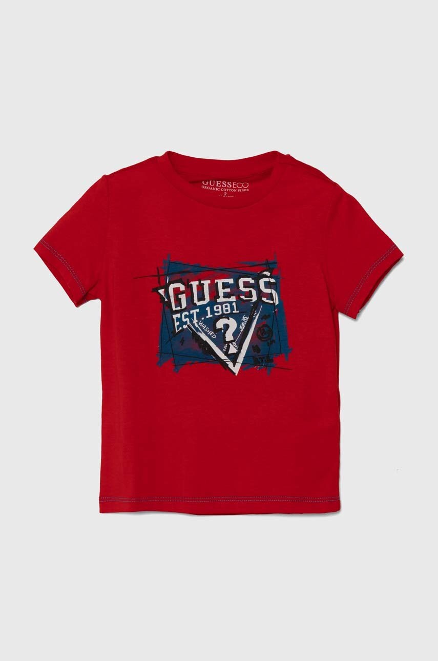 

Детска памучна тениска Guess в червено с принт N4YI00 K8HM4, Червен