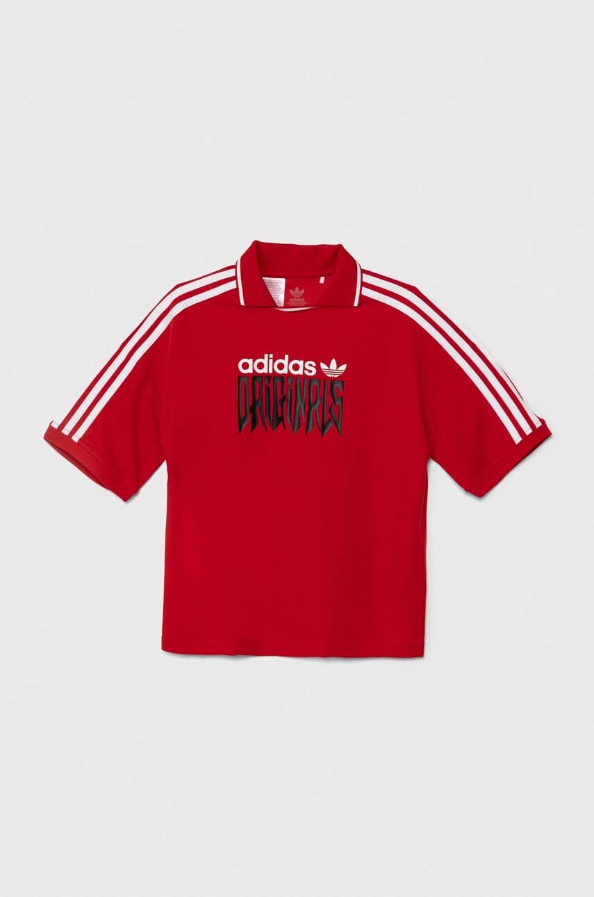 Дитяча футболка adidas Originals FOOTBALL TEE колір червоний з принтом IZ4631