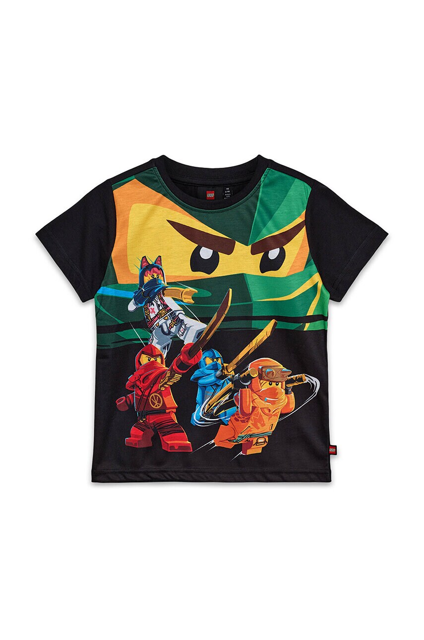 Lego tricou de bumbac pentru copii LWTANO 627 culoarea negru, cu imprimeu, 12011279